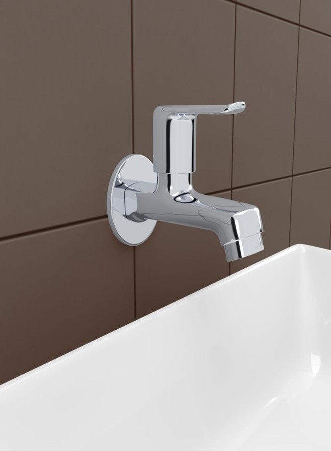 Johnson Bathrooms Johnson Sega Brass Long Body Bib Cock Faucet | Wall Mount| Corrosion Free| for bathrooms, Kitchens, Gardens| Bib Cock with Flange Disc Valve | 10 Years Warranty - Image 1